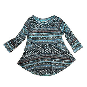 Tianello Sochi Blue Dyed Boho Artsy Hippie Tunic Blouse Shirt Women’s Medium USA